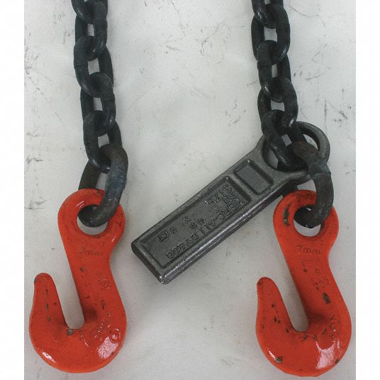 DAYTON 10 ft Grab Hook Each End Chain Sling, Grade 80 Alloy Steel