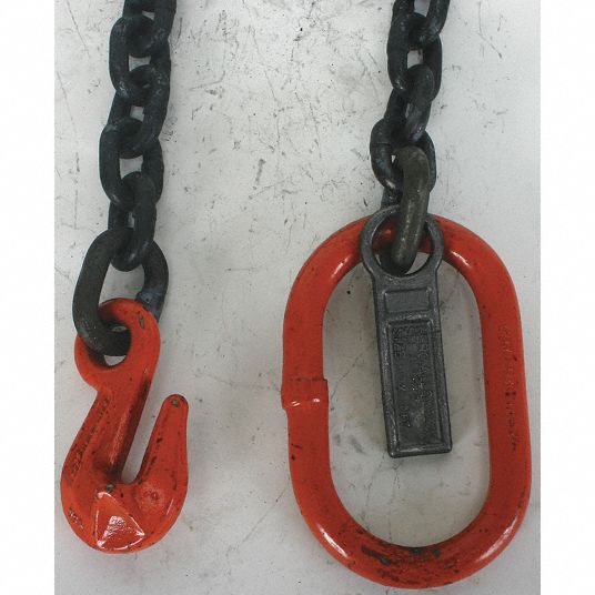 DAYTON 5 ft Oblong, Grab Hook Chain Sling, Grade 80 Alloy Steel