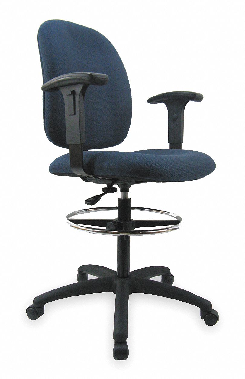 Grainger Approved Blue Fabric Drafting Chair 20 1 4 Back