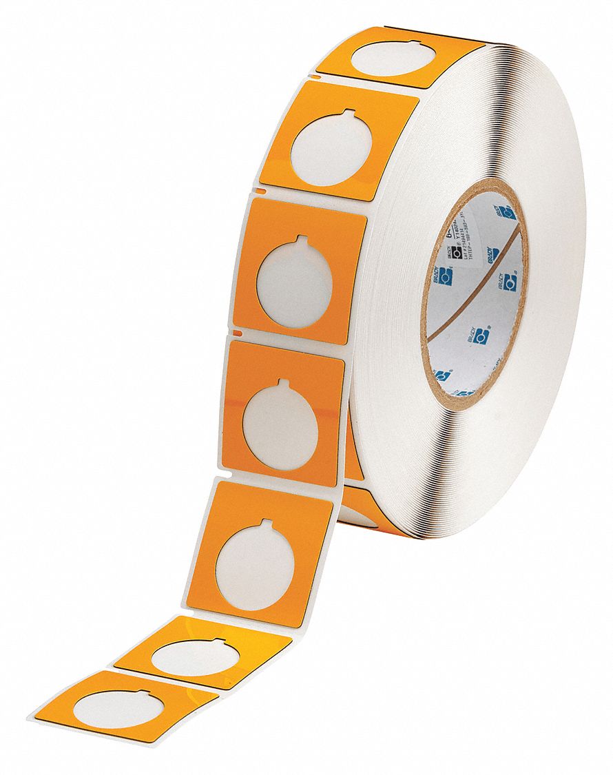 PUSH BUTTON LABEL,YELLOW,POLYESTER