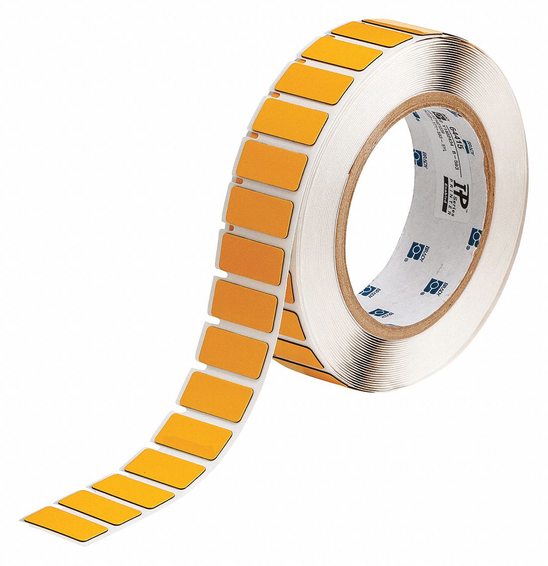 Pre-Cut Label Stock Roll: 31/64 in x 1 1/16 in, Polyester, Yellow (Gloss), 500 Labels per Roll