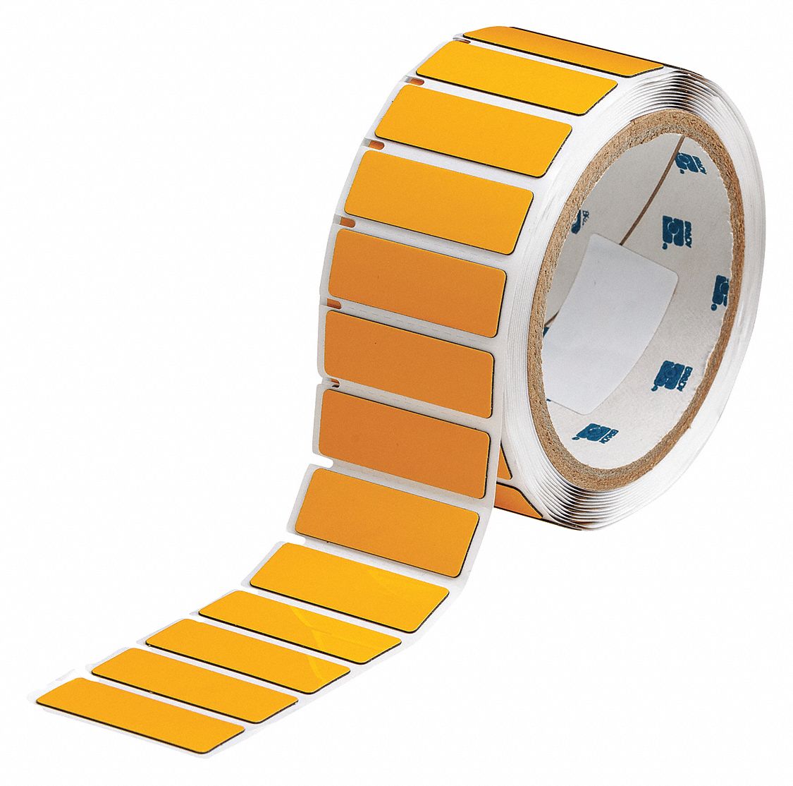 Pre-Cut Label Stock Roll: 19/32 in x 1 49/64 in, Polyester, Yellow (Gloss), 500 Labels per Roll