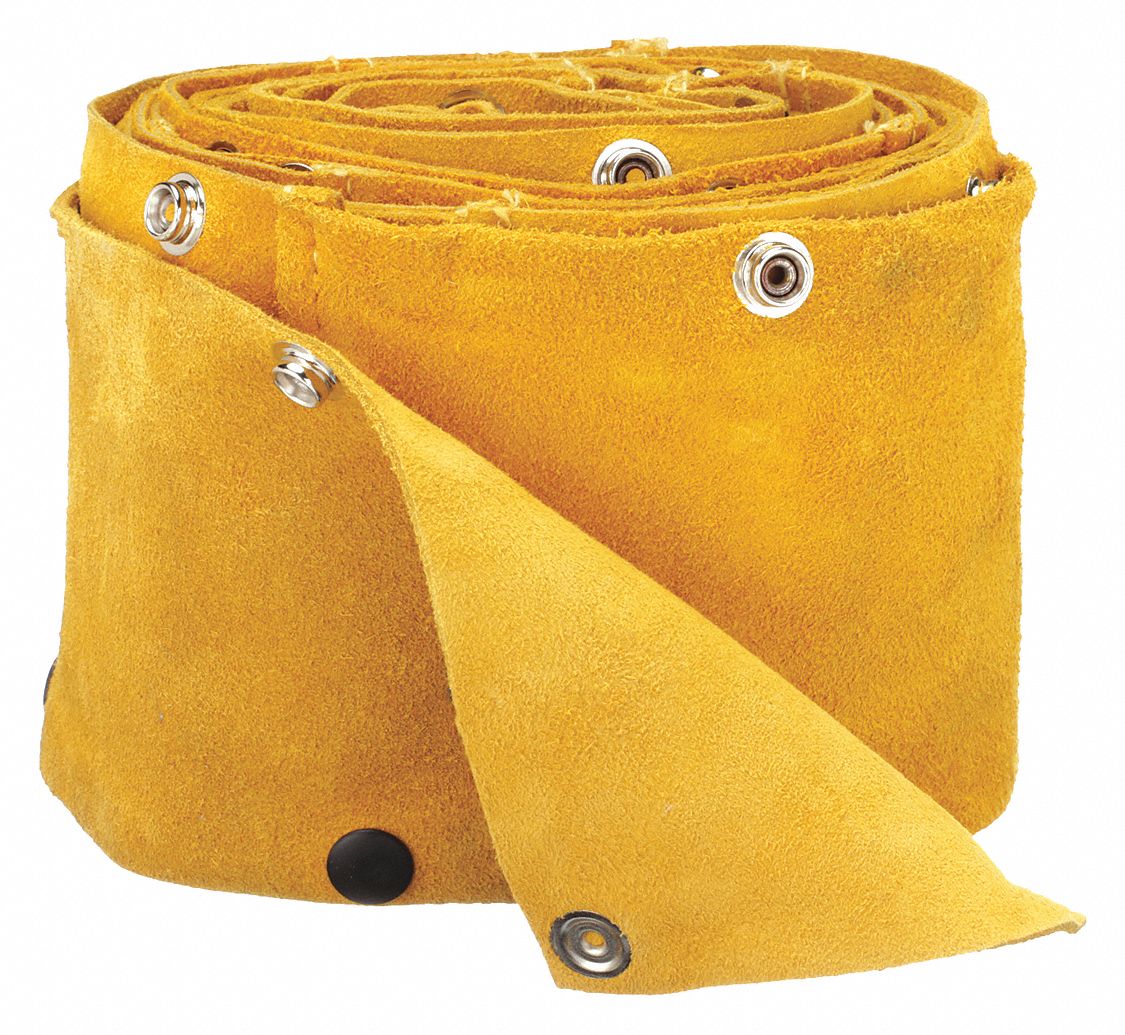 PLASMA TORCH CABLE COVER, 20 FT L, LEATHER, SNAPS, YELLOW