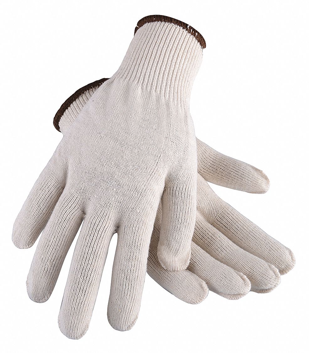 KNIT GLOVES, S (7), HEAVYWEIGHT, UNCOATED, COTTON, 13 GA, FULL FINGER, KNIT CUFF