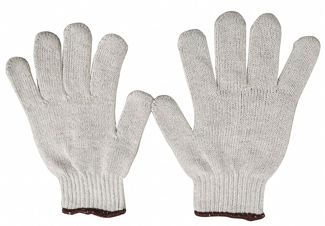HEAVYWEIGHT KNIT GLOVES, L (9), UNCOATED, COTTON, 7 GA, FULL FINGER, KNIT CUFF