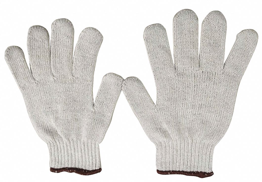 KNIT GLOVES, XL (10), UNCOATED, COTTON, 7 GA, FULL FINGER, KNIT CUFF