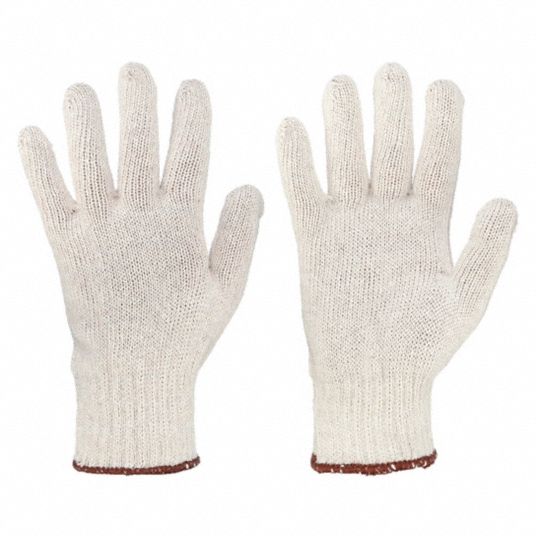 4611 Unisex Knitted/Sewing Cotton Plain Hand Gloves Raw White