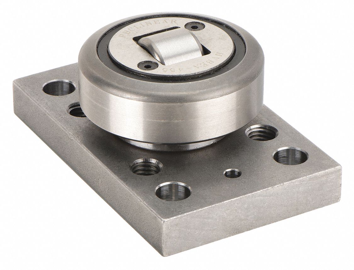 HEVI-RAIL Adjustable Bearing/Flange Plate Assembly: Hevi-Rail, Size 3, 1-Roller Assembly