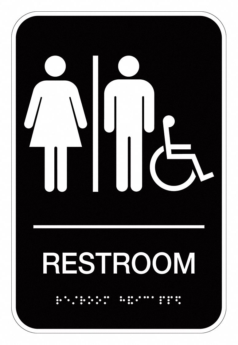 Vinyl, Adhesive Sign Mounting, Restroom Sign - 2UXA3|98035 - Grainger