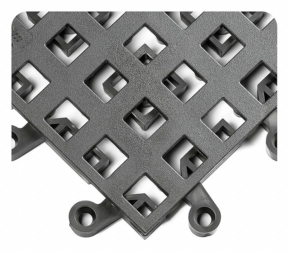 ERGODECK INTERLOCKING DRAINAGE MAT TILE, 18 X 18 IN, SMOOTH, GREY, 10 PK