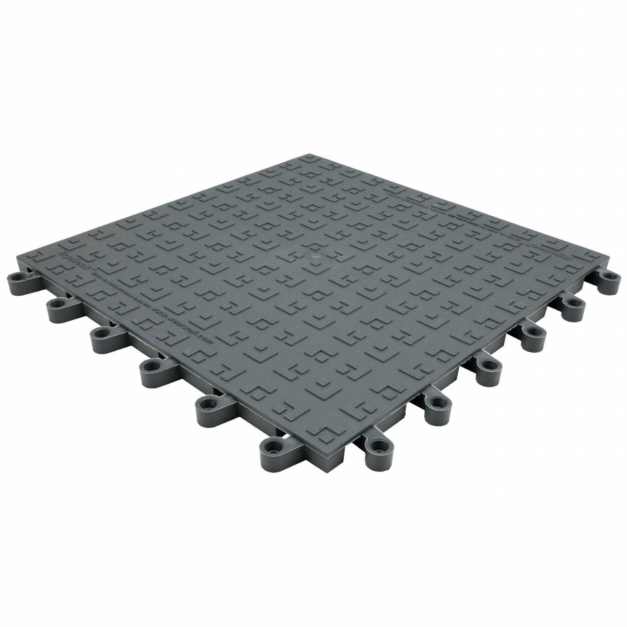 INTERLOCKING ANTIFATIGUE MAT TILE, 18 X 18 IN, SQUARE, GREY, 10 PK