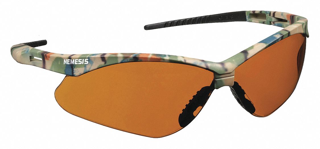Safety Glasses: Bronze Lens, Half-Frame, Anti-Fog, Camouflage Frame