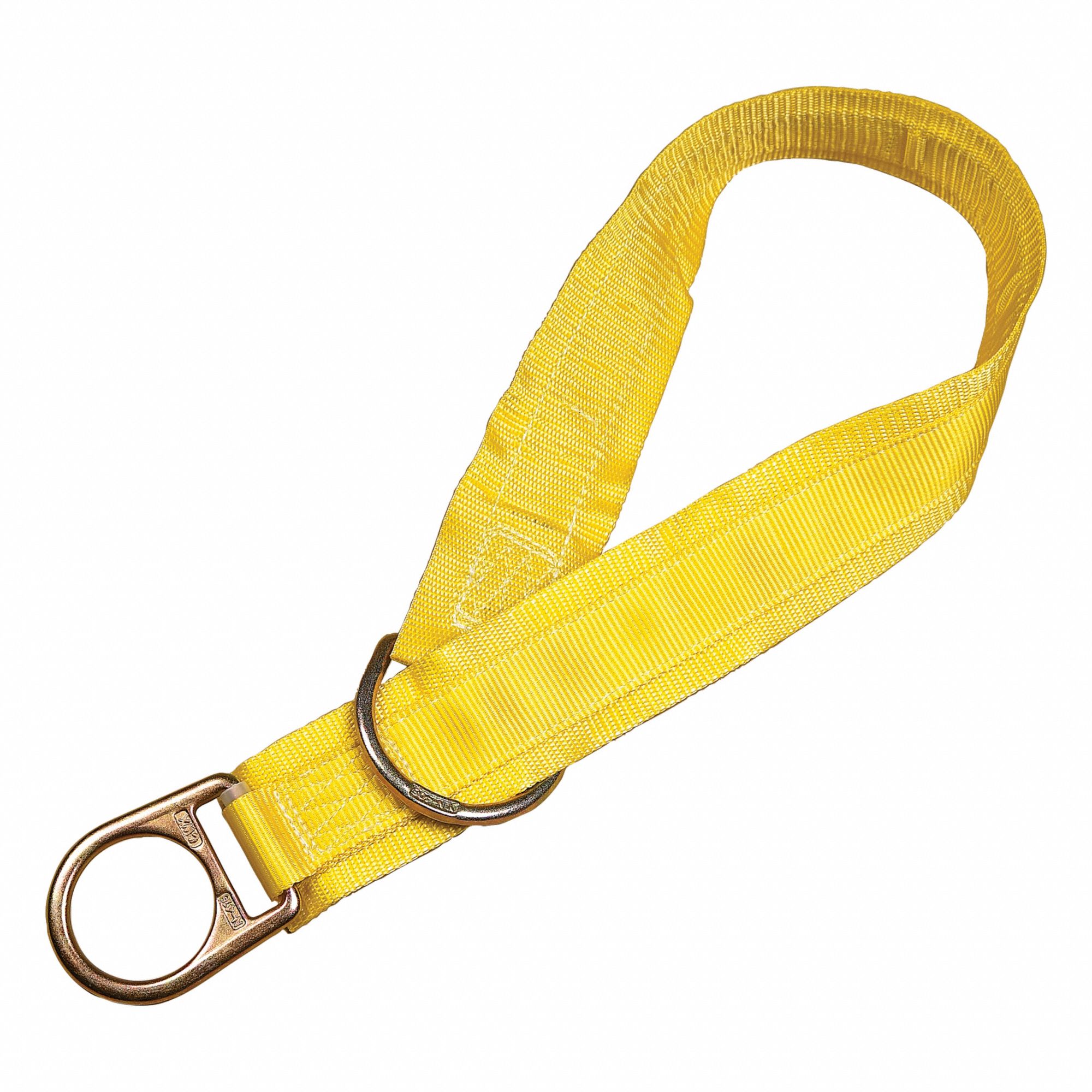 Tie-Off Adapter: 10 ft Overall Lg, Steel, Steel, Dual D-Ring, Wear Pad, Reusable, D-Ring