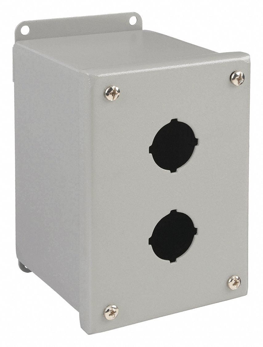 Push Button Enclosure: 30mm, 2 Holes, Carbon Steel, NEMA 4
