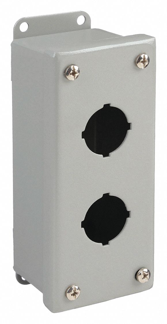 Push Button Enclosure: 30mm, 2 Holes, Carbon Steel, NEMA 12