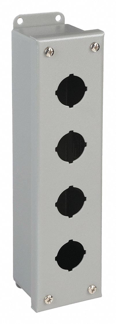 Push Button Enclosure: 30mm, 4 Holes, Carbon Steel, NEMA 12