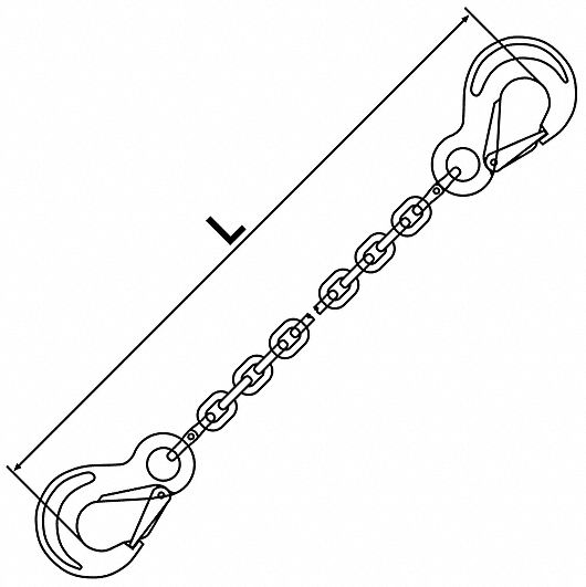 8,800 Lbs Grab Hook-to-Slip Hook Ends 3/4 Master Link 3 Length Grade 100 Alloy Working Load Limit HSI 3/8 Diameter Single Leg Chain Sling 