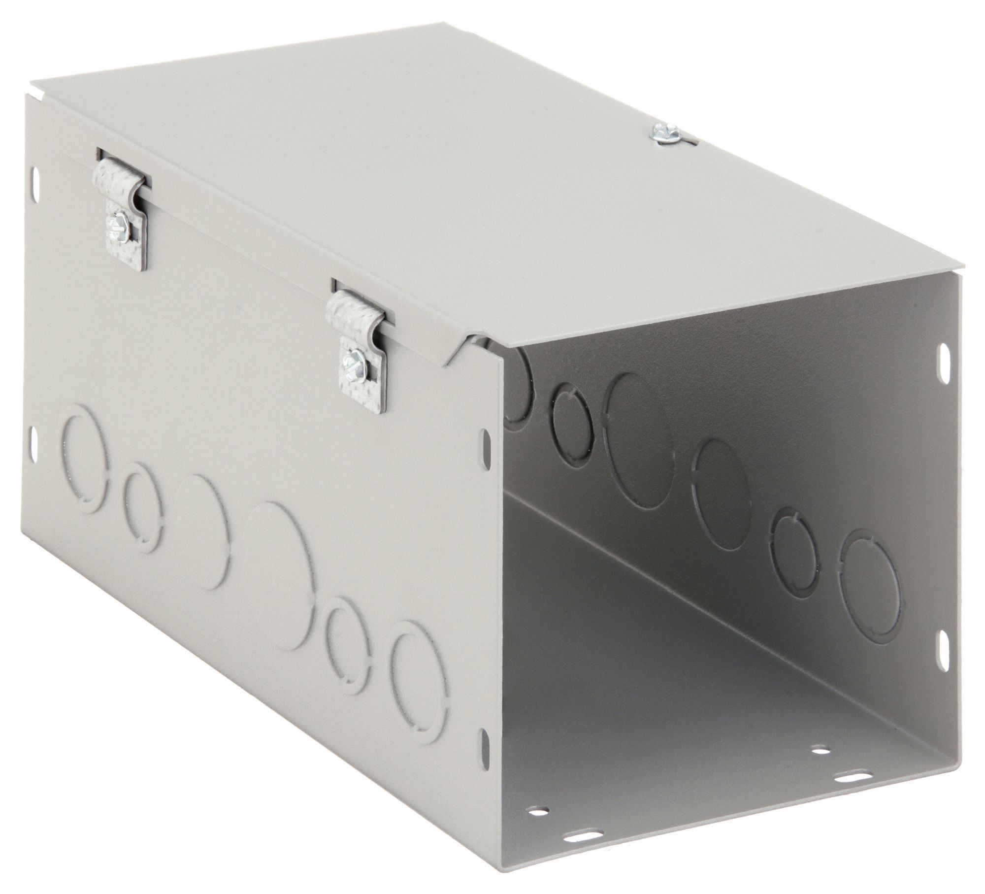 Straight Section Wireway: 6 in Wd, 6 in Ht, 12 in Lg, 16 ga Gauge, 1, Hinged Cover, Steel