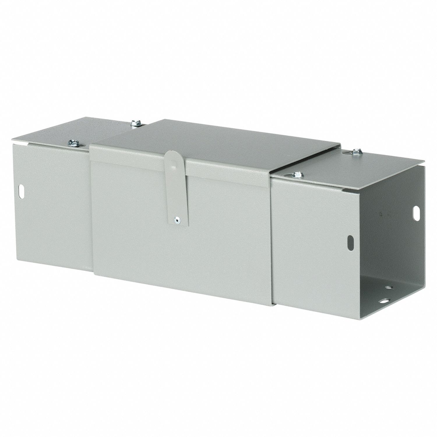 Wireway Telescope Fitting: 6 in Wd, 6 in Ht, 16 ga Gauge, 1, Screw-On Cover, Steel