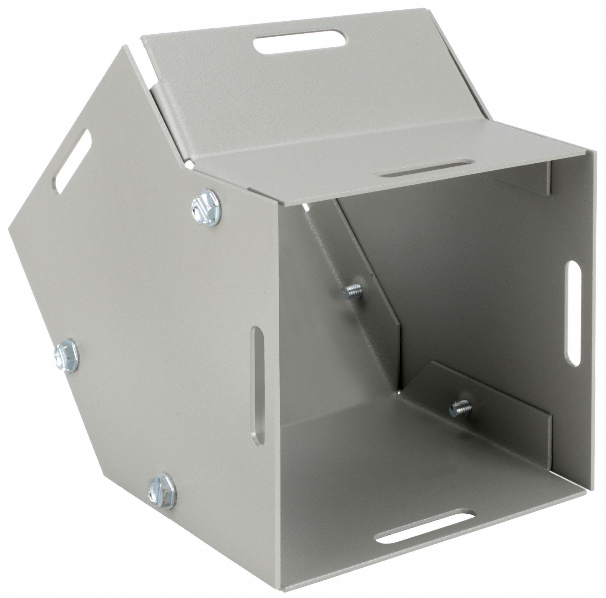 Wireway 45 Degree Elbow: 4 in Wd, 4 in Ht, 16 ga Gauge, 1, Screw-On Cover, Steel