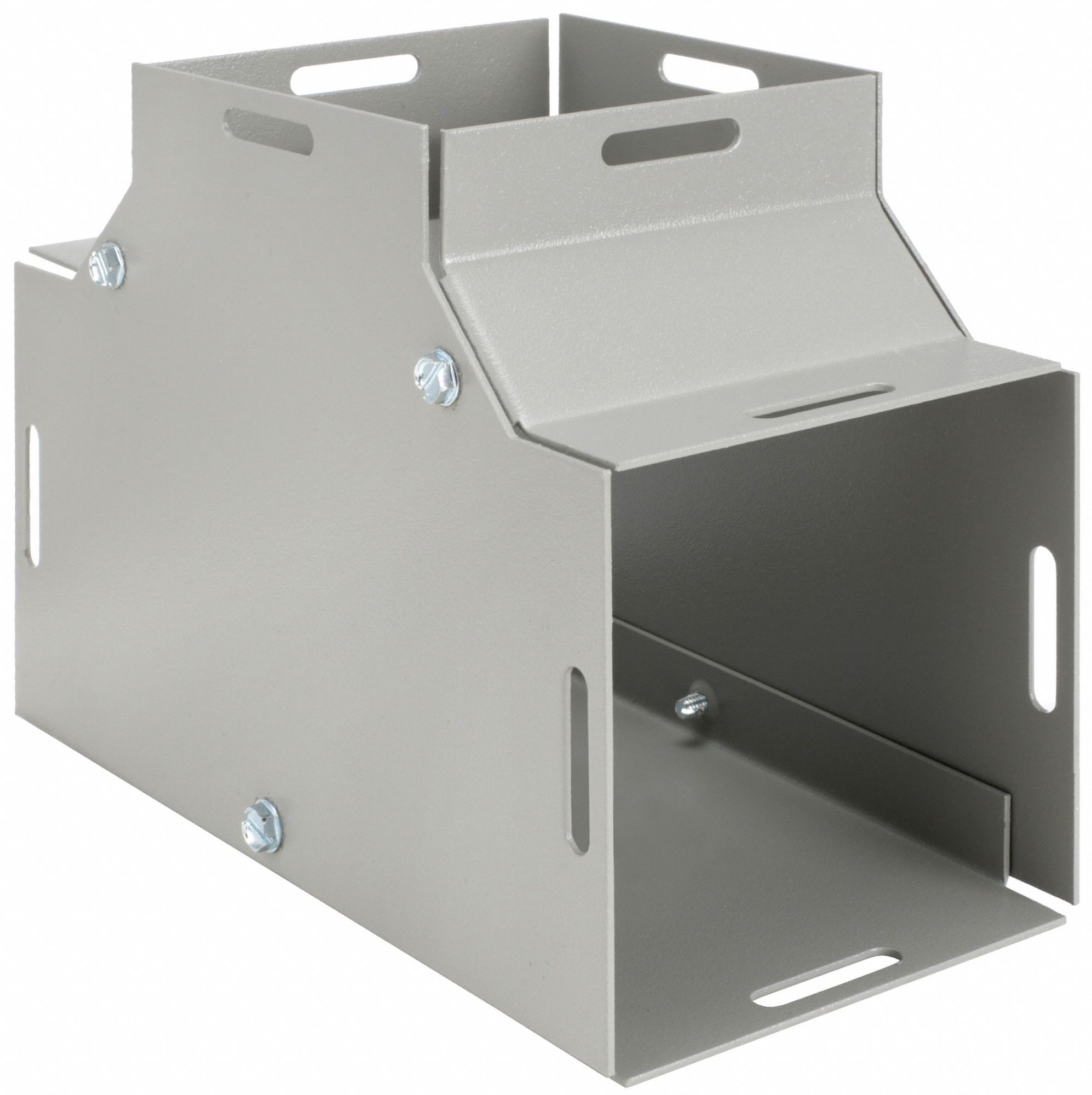 Wireway Tee: 4 in Wd, 4 in Ht, 16 ga Gauge, 1, Screw-On Cover, Steel, Powder Coated