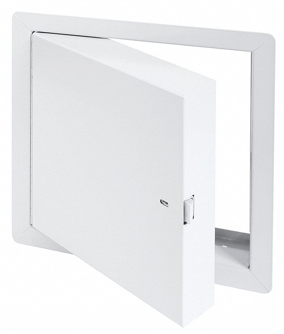 Access Door: 18 in Ht, 18 in Wd, Piano Hinge, Exposed Flange, Steel, Powder Coated, White