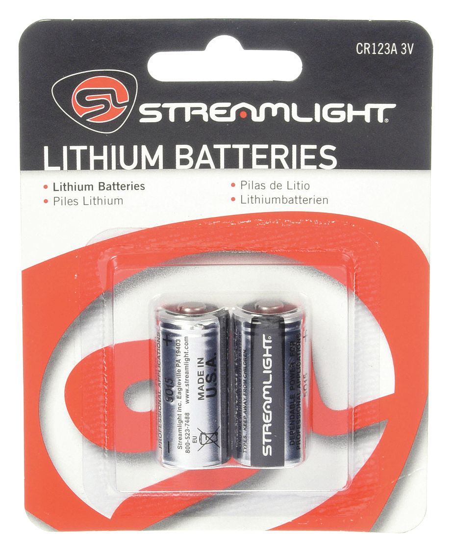 Battery: CR123A Battery Size, Lithium, 1, 400 mAh Capacity, 3V DC, 2 PK