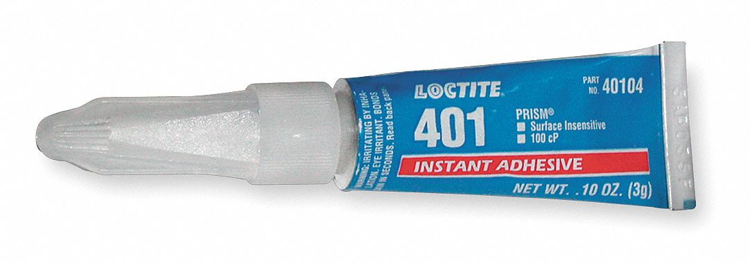 INSTANT ADHESIVE, 401, PLASTICS, 0.1 OZ, TUBE, CLEAR, THIN LIQUID, 50 G/L AND UNDER