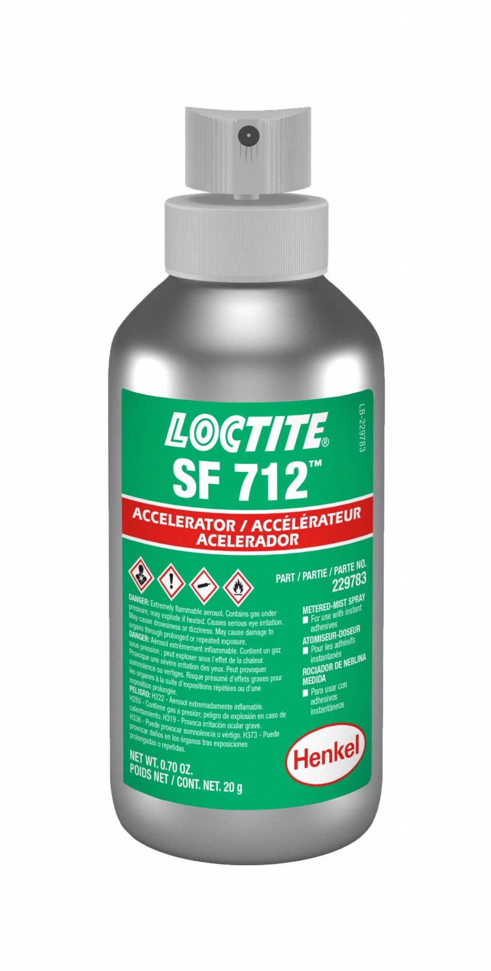 Henkel 20352 LOCTITE SF 712 TAK PAK Transparent Adhesive Accelerator - 52  mL (1.75 oz) Spray Bottle at