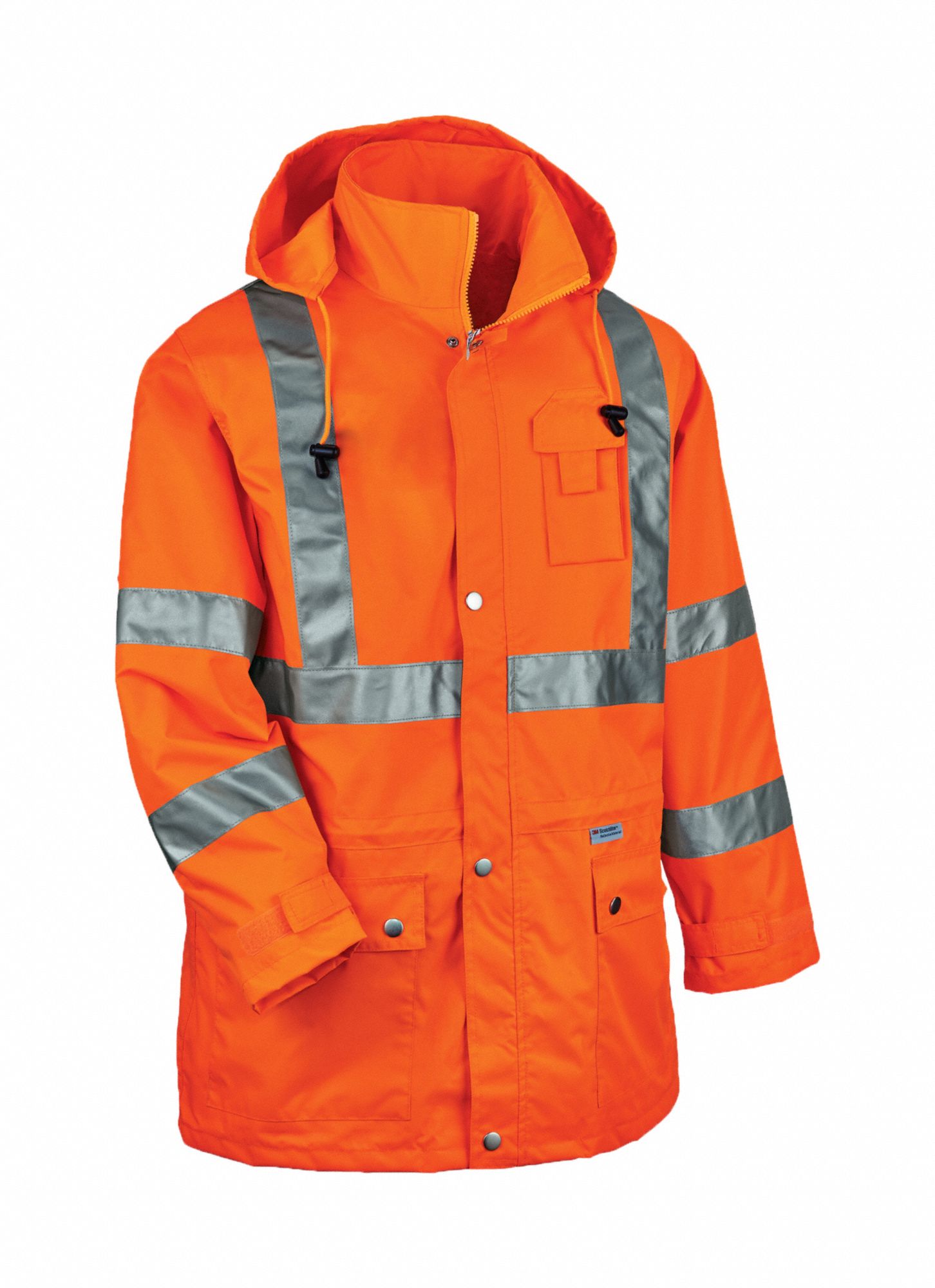 GLOWEAR BY ERGODYNE, XL, Orange, Rain Jacket with Hood - 2VGH4|8365 ...