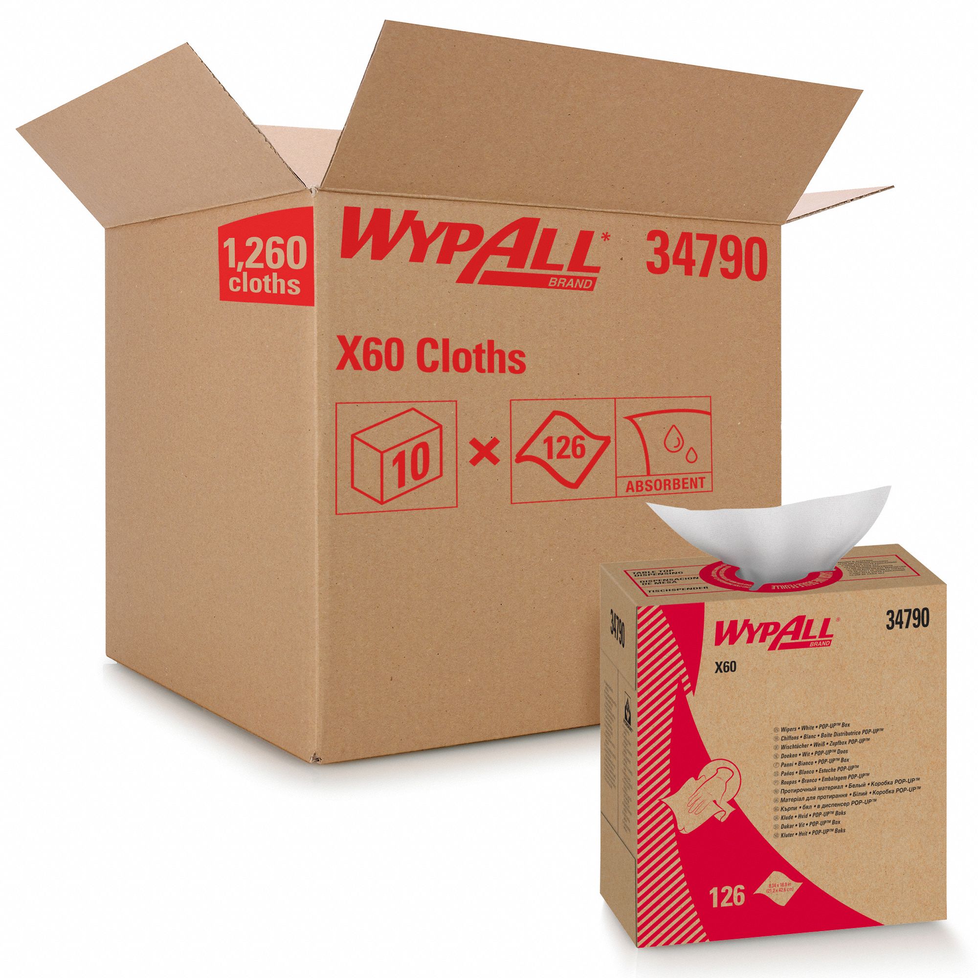 WYPALL Dry Wipe, WYPALL(R) X60, 8 1/4 in x 16 3/4 in, Number of Sheets