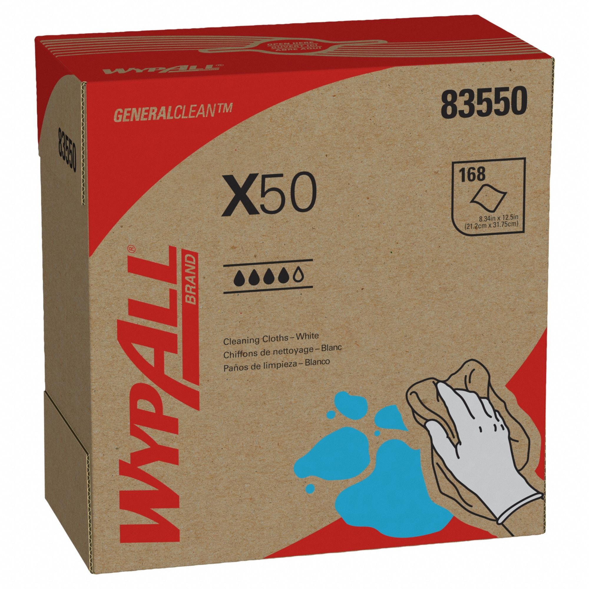 WIPER X50 POPUP BOX,168 SH/BX,10BX/CA