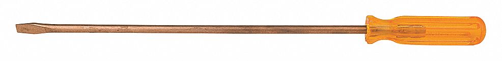 NON-SPARKING SLOTTED SCREWDRIVER, 3/16 IN TIP SIZE, 6 1/2 IN OVERALL L, 3 1/8 IN SHANK L