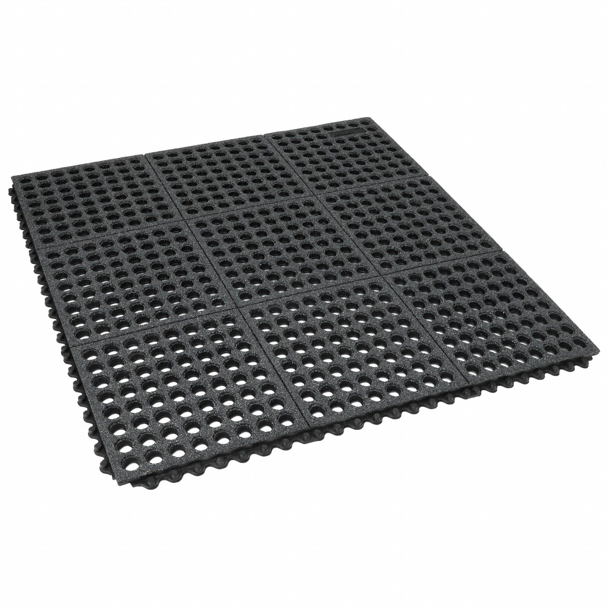 Interlocking Drainage Mat Tile: Interlocking Drainage Mat Tile, 3 ft x 3 ft, Grit, Black, Mat Tile