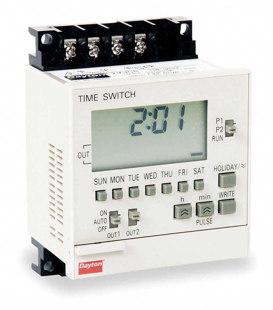 Electronic Timer, 7 Days, Number of Channels 2, SPST, 100-240V AC Voltage - Grainger