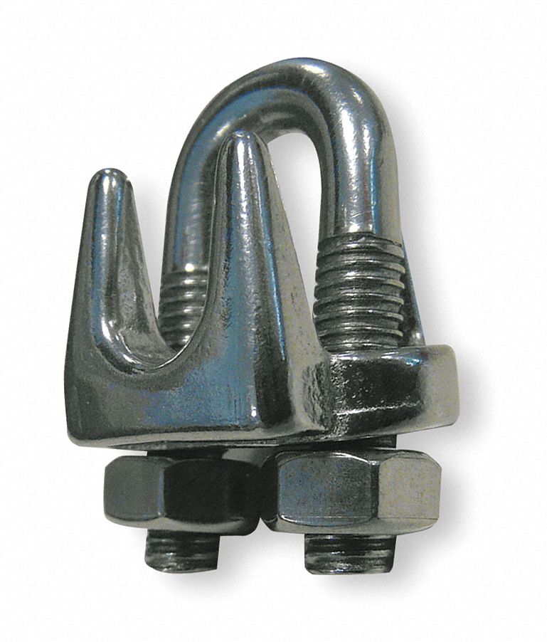 WIRE ROPE U-BOLT CLIP, ⅜ IN COMPATIBLE ROPE DIA, 6½ IN ROPE TURNBACK L, U-BOLT CLIP