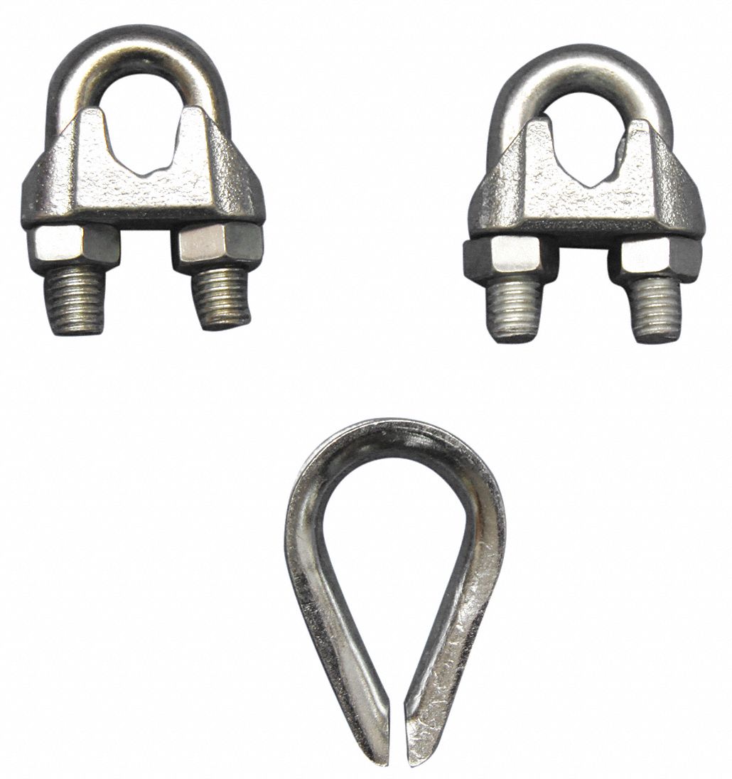 Cat No Details about   Covert 1/4" Wire 2 Rope Clips & 1 Thimble U-Bolt 767-5129 Galvanized 