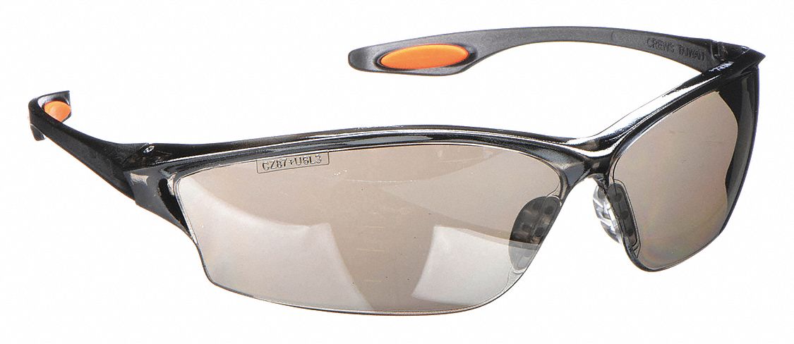 LUNETTES DE SÉCURITÉ, SANS MONTURE, ENVELOPPANTES, PC, ANTIRAYURES, GRIS/MIROIR ARGENTÉ, UV, M