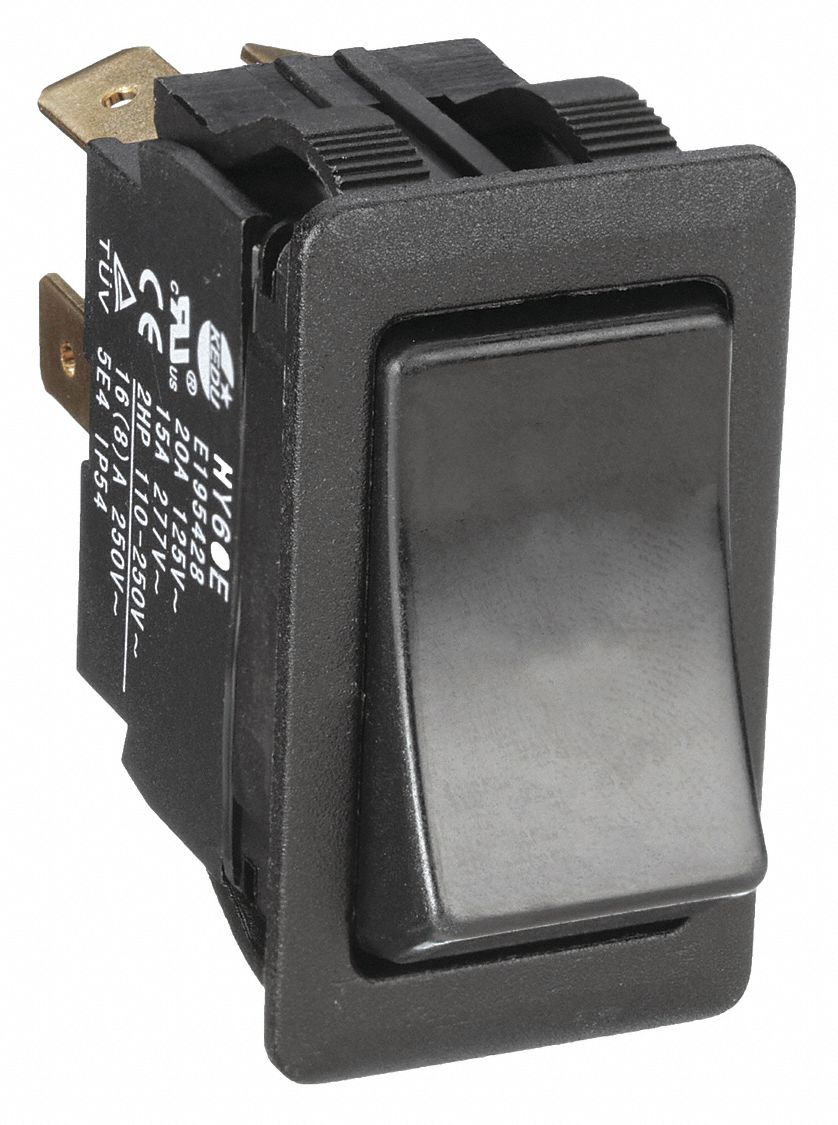 ROCKER SWITCH, SERIES HY60, 2 POSITIONS, DPST, ON/OFF, 2 HP