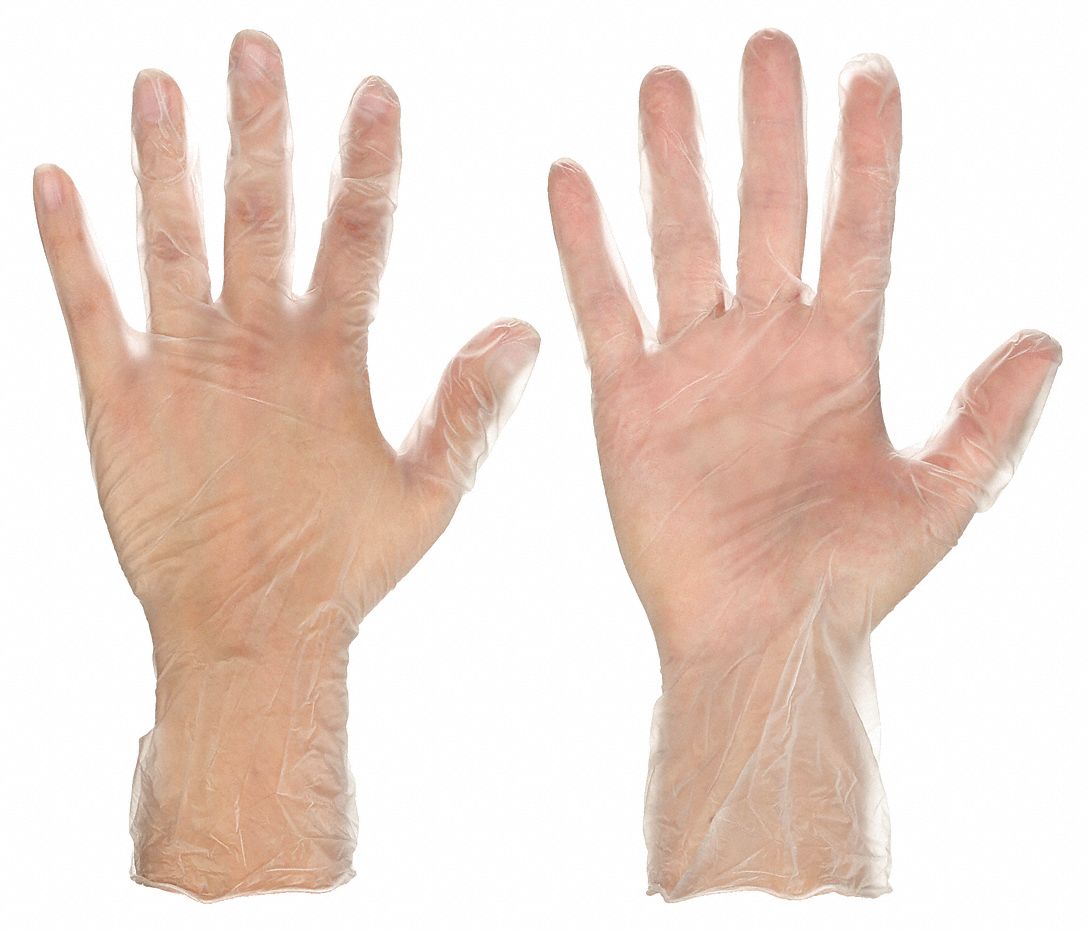 DISPOSABLE GLOVES, FOOD-GRADE/GEN PURPOSE, L (9), 5 MIL, POWDER-FREE, VINYL, 100 PK