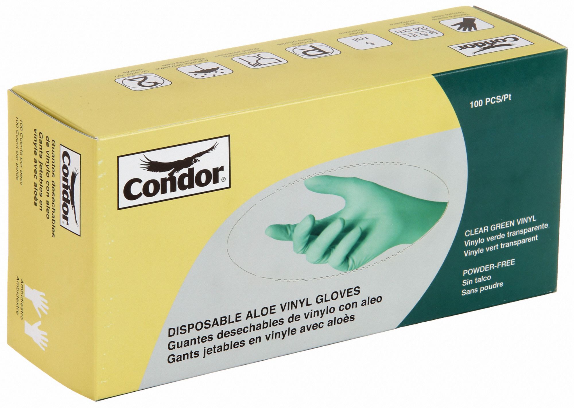 CONDOR Disposable Gloves FoodGrade/Gen Purpose, 5 mil, PowderFree