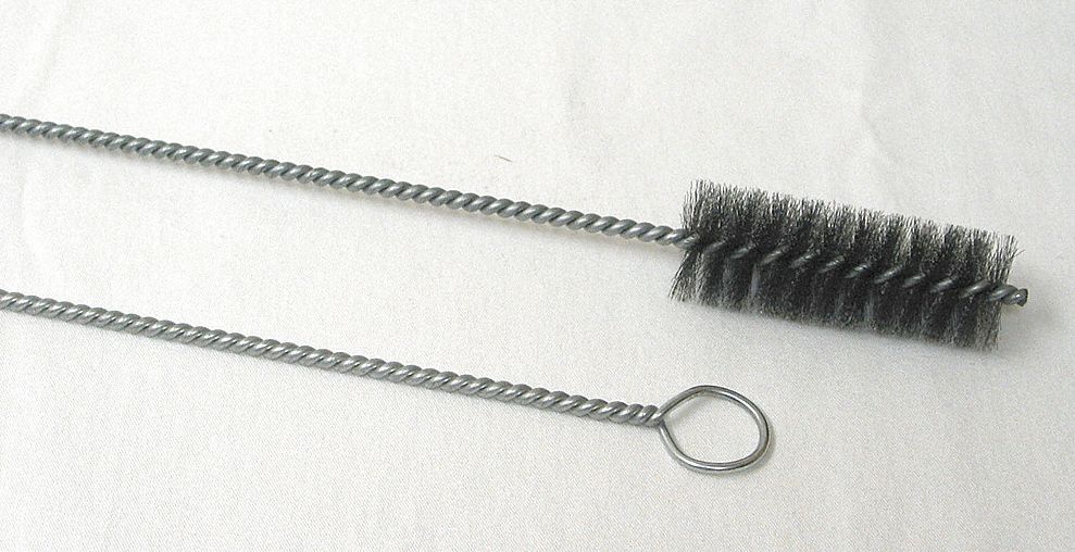 BOILER BRUSH, 1½ IN DIA, CARBON STEEL BRISTEELE, SINGLE SPIRAL, SINGLE STEM, 4 IN BRUSH L