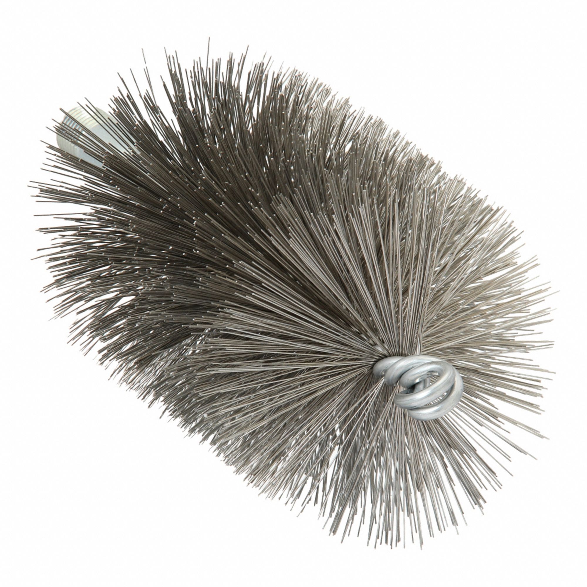 Flue Brush: 1/4"-28 Male, 3 in Overall Dia, 4 1/2 in Brush Lg, Double Spiral, Double Stem