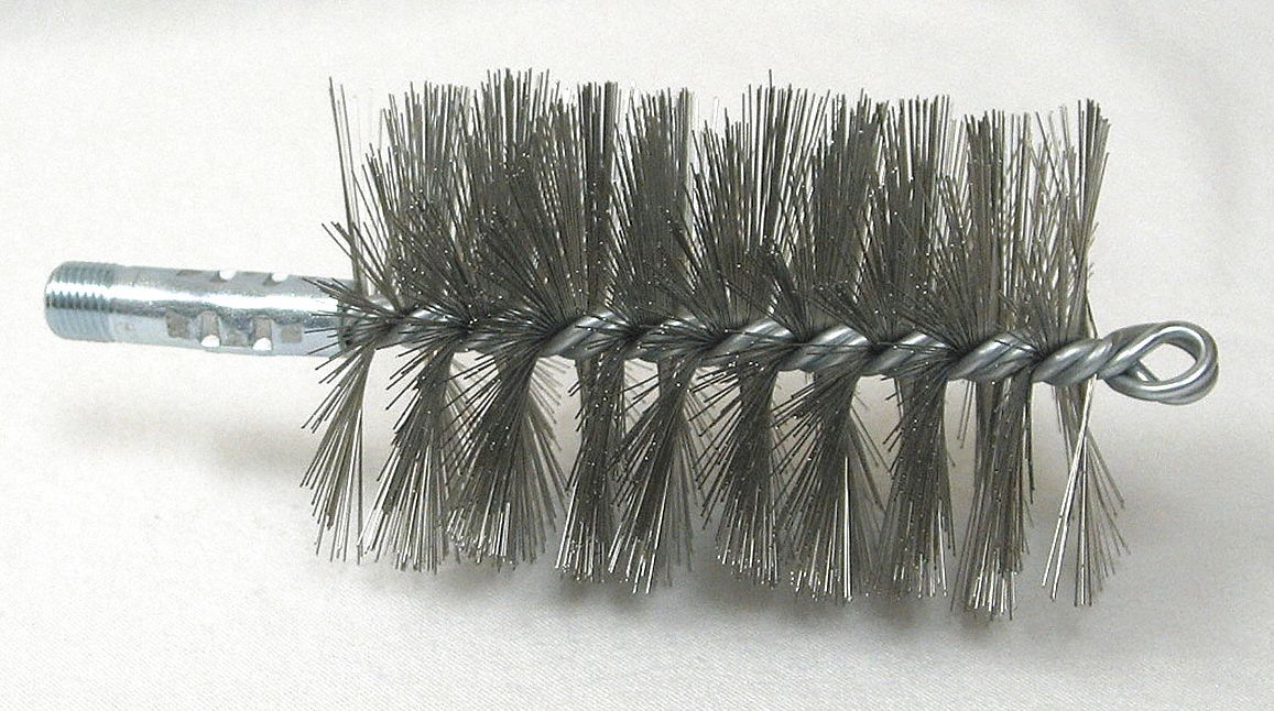 FLUE BRUSH, ¼ IN MALE THREADED CONNECTION, 3 IN DIAMETER, 4½ IN BRUSH L, STAINLESS STEEL
