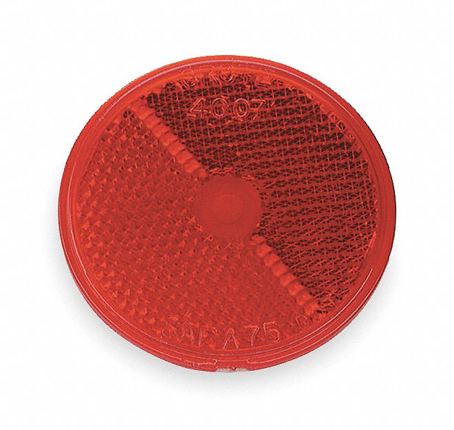 GROTE Round Reflector, Red, 2 1/2 in L X 2 1/2 in W, Acrylic 2VND3