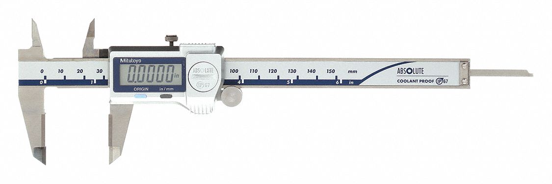 DIGITAL CALIPER, +/- 0.001 IN ACCURACY, 0-6 IN RANGE, 1/4-1 IN JAW DEPTH, STAINLESS STEEL