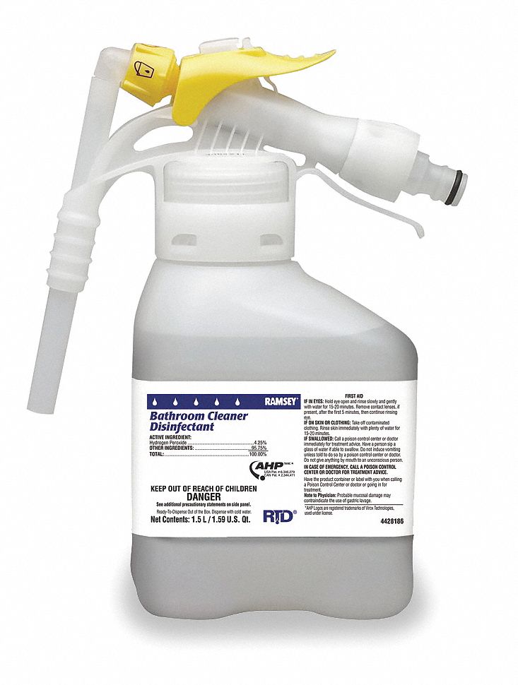 Bathroom Cleaner/Disinfectant, Hose End Sprayer Container Type, Citrus Fragrance - Grainger