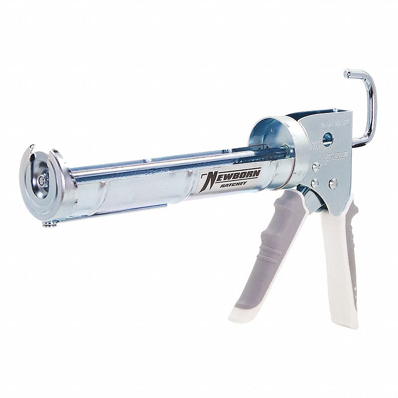 CAULK GUN, CARTRIDGE, 10 OZ, 6:1, HALF BARREL FRAME, RATCHET ROD