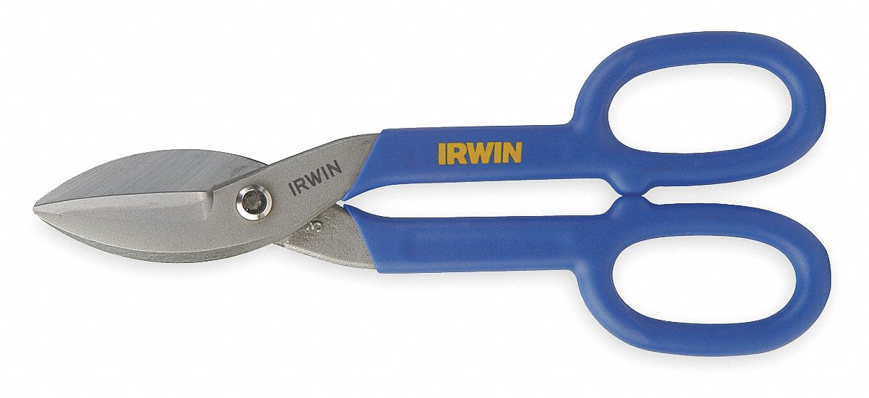 TINNERS SNIP, STRAIGHT, 10 IN OVERALL L, 2 IN CUTTING L, STEEL, PLASTIC, STEEL