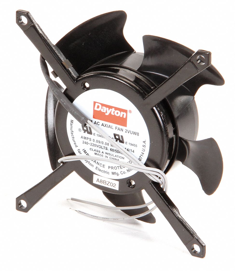 Standard Skeleton Axial Fan: 4 7/16 in Ht, 1 1/2 in Dp, 110/92, IP20, Aluminum, Ball, 230V AC